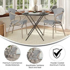 2 Pack All-Weather Commercial Paris Chairs with Arms and Metal Frame - N/A