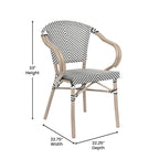 2 Pack All-Weather Commercial Paris Chairs with Arms and Metal Frame - N/A