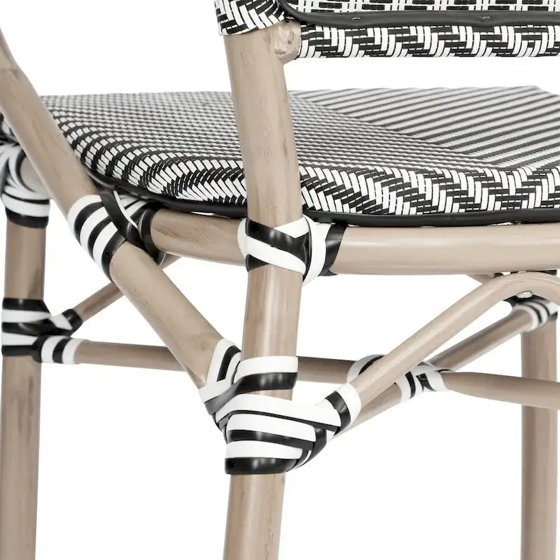 2 Pack All-Weather Commercial Paris Chairs with Arms and Metal Frame - N/A