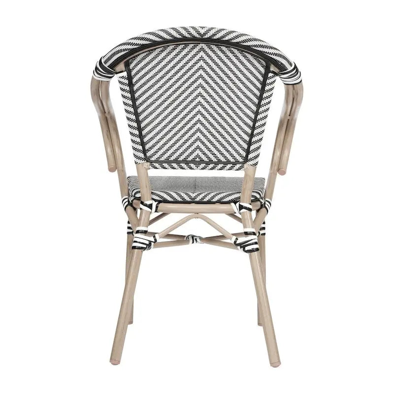 2 Pack All-Weather Commercial Paris Chairs with Arms and Metal Frame - N/A