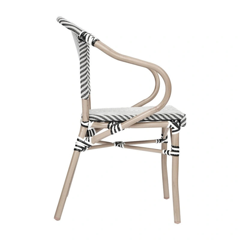 2 Pack All-Weather Commercial Paris Chairs with Arms and Metal Frame - N/A