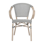 2 Pack All-Weather Commercial Paris Chairs with Arms and Metal Frame - N/A