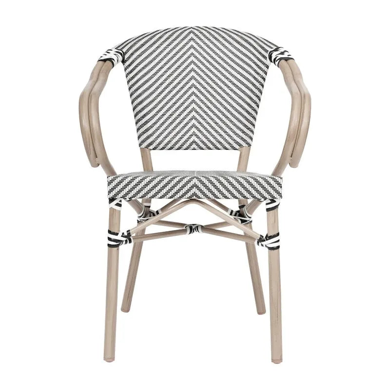 2 Pack All-Weather Commercial Paris Chairs with Arms and Metal Frame - N/A