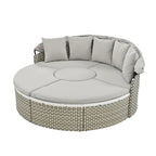 6PCS Patio Furniture Round, Outdoor Sectional Sofa Set with Retractable Canopy, Separate Seating and Removable Cushion