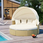 6PCS Patio Furniture Round, Outdoor Sectional Sofa Set with Retractable Canopy, Separate Seating and Removable Cushion
