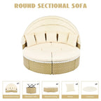 6PCS Patio Furniture Round, Outdoor Sectional Sofa Set with Retractable Canopy, Separate Seating and Removable Cushion
