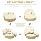 6PCS Patio Furniture Round, Outdoor Sectional Sofa Set with Retractable Canopy, Separate Seating and Removable Cushion