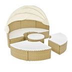 6PCS Patio Furniture Round, Outdoor Sectional Sofa Set with Retractable Canopy, Separate Seating and Removable Cushion