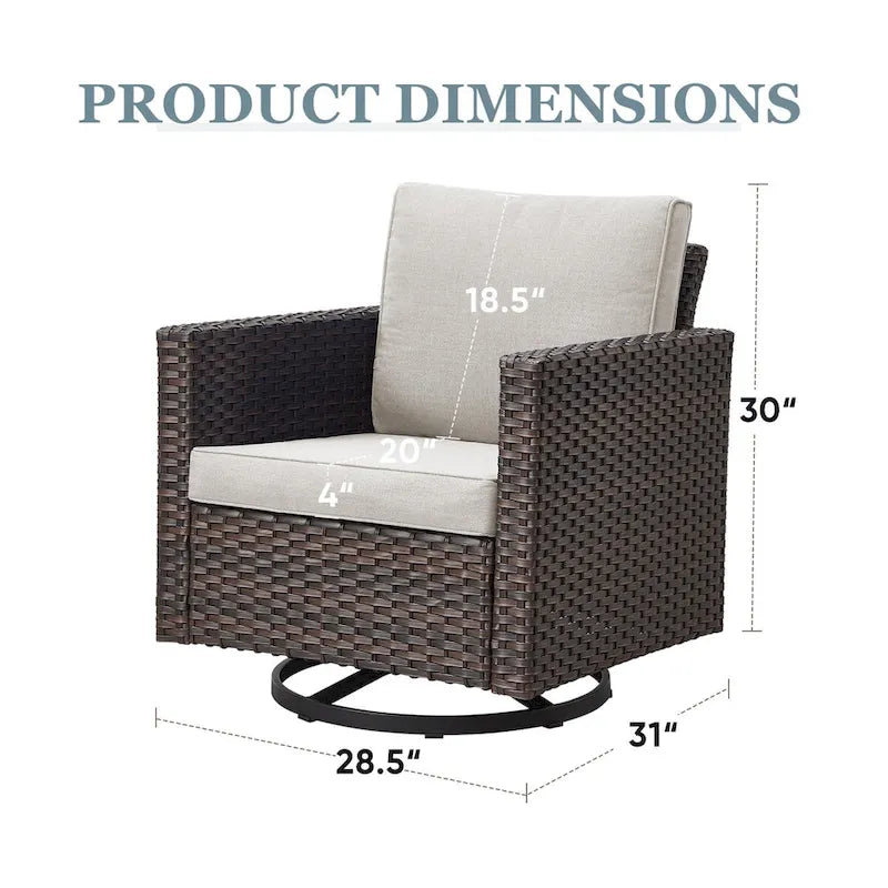 Patio Swivel Glider Chair 2 Piece Patio Furniture Sets - Brown