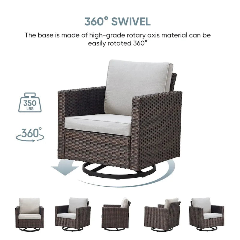 Patio Swivel Glider Chair 2 Piece Patio Furniture Sets - Brown