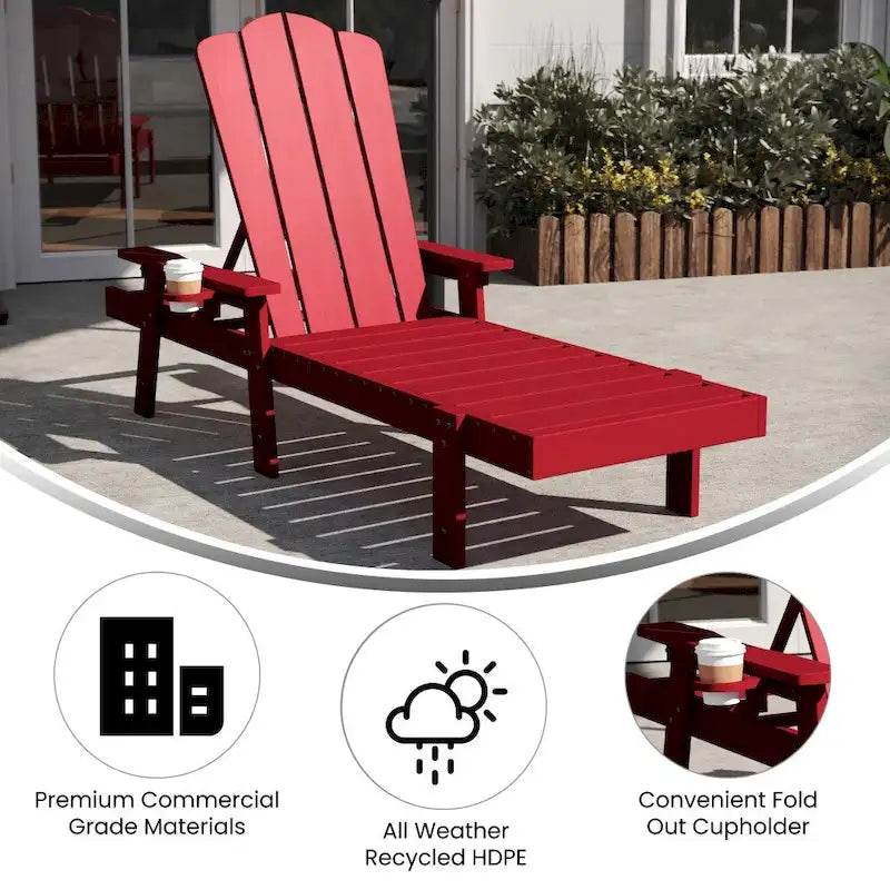 Indoor-Outdoor Adjustable Adirondack Lounger with Fold Out Cupholder