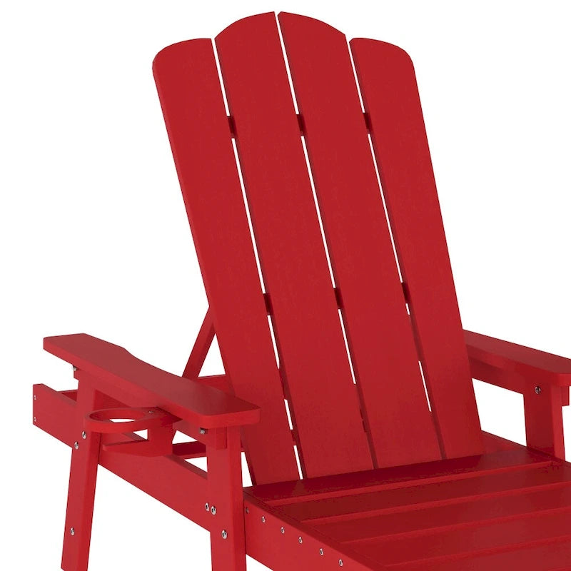 Indoor-Outdoor Adjustable Adirondack Lounger with Fold Out Cupholder