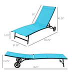 Outsunny Outdoor Chaise Lounge, 2 Piece Lounge Chair with Wheels, Tanning Chair with 5 Adjustable Positions