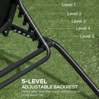 Outsunny Outdoor Chaise Lounge, 2 Piece Lounge Chair with Wheels, Tanning Chair with 5 Adjustable Positions