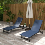 Outsunny Outdoor Chaise Lounge, 2 Piece Lounge Chair with Wheels, Tanning Chair with 5 Adjustable Positions
