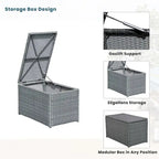 10-Piece Outdoor Sectional Half Round Patio Rattan Sofa Set, PE Wicker Conversation Furniture Set for Free Combination