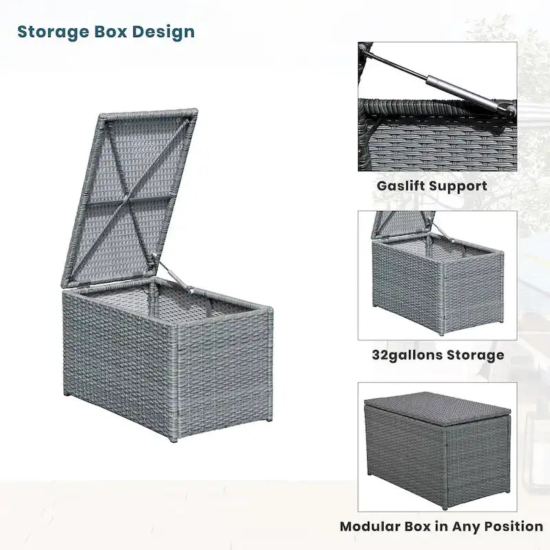 10-Piece Outdoor Sectional Half Round Patio Rattan Sofa Set, PE Wicker Conversation Furniture Set for Free Combination