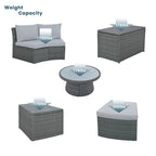 10-Piece Outdoor Sectional Half Round Patio Rattan Sofa Set, PE Wicker Conversation Furniture Set for Free Combination