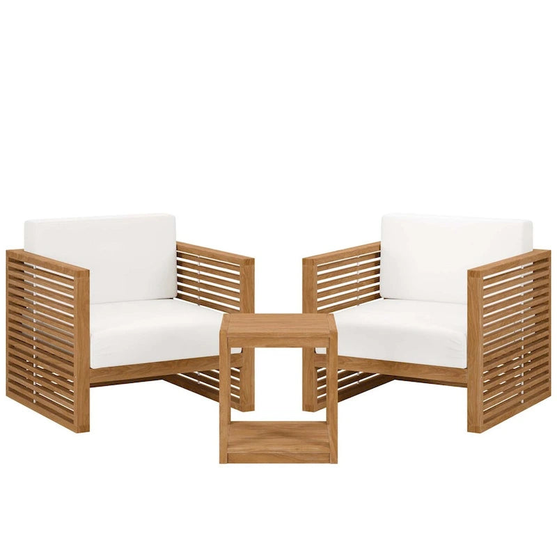 Carlsbad 3-Piece Teak Wood Outdoor Patio Outdoor Patio Set