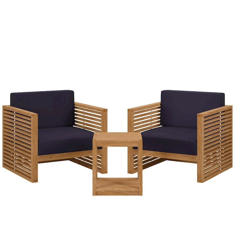Carlsbad 3-Piece Teak Wood Outdoor Patio Outdoor Patio Set