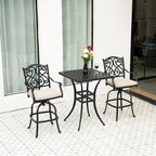 Cast Aluminum Outdoor Stool with Cushion (Set of 2)