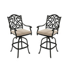 Cast Aluminum Outdoor Stool with Cushion (Set of 2)