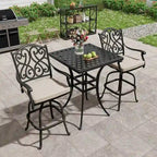 Cast Aluminum Outdoor Stool with Cushion (Set of 2)