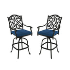 Cast Aluminum Outdoor Stool with Cushion (Set of 2)