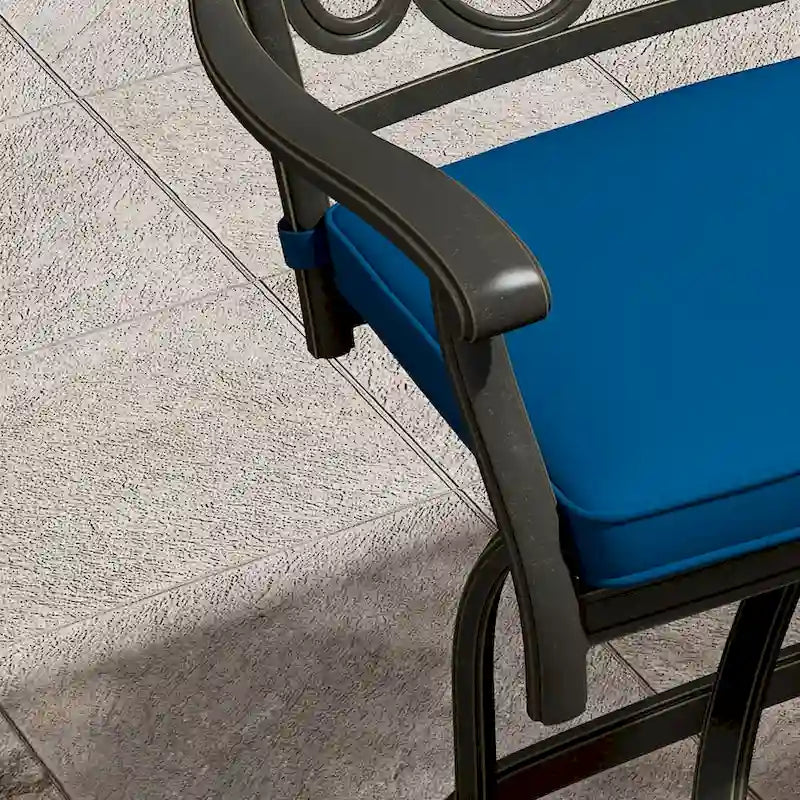 Cast Aluminum Outdoor Stool with Cushion (Set of 2)