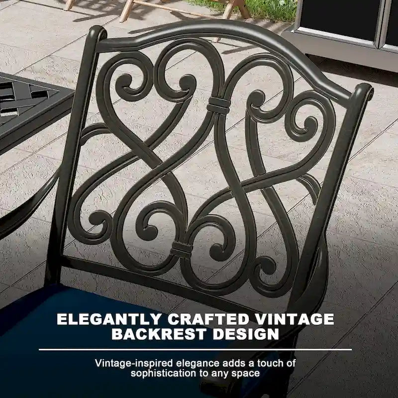 Cast Aluminum Outdoor Stool with Cushion (Set of 2)
