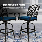 Cast Aluminum Outdoor Stool with Cushion (Set of 2)