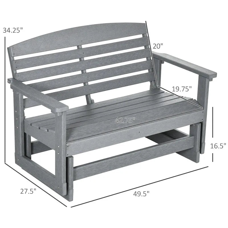 2-Person Outdoor Glider Bench with HDPE Frame and Armrest
