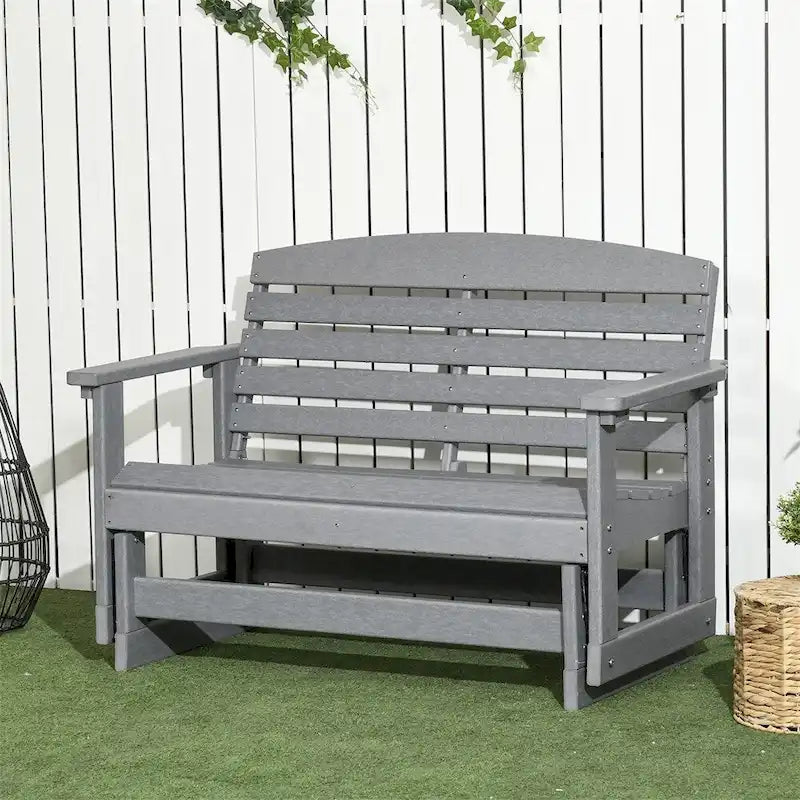 2-Person Outdoor Glider Bench with HDPE Frame and Armrest