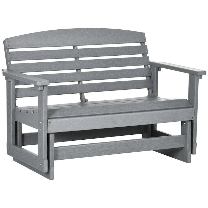 2-Person Outdoor Glider Bench with HDPE Frame and Armrest