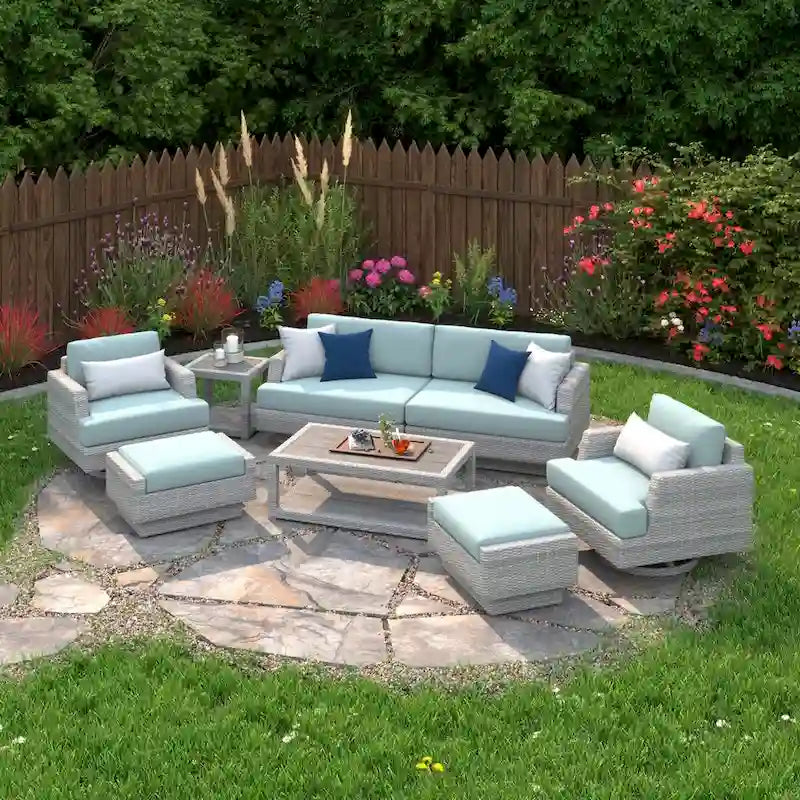 Portofino Comfort 7 Piece Sunbrella Outdoor Patio Motion Seating Set