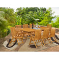 Outdoor Dining Set - Chairs with High Slatted Back and Rectangle Table with Wooden 4 legs - Natural Oil Finish (Pieces option)