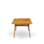 Outdoor Dining Set - Chairs with High Slatted Back and Rectangle Table with Wooden 4 legs - Natural Oil Finish (Pieces option)