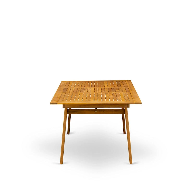 Outdoor Dining Set - Chairs with High Slatted Back and Rectangle Table with Wooden 4 legs - Natural Oil Finish (Pieces option)