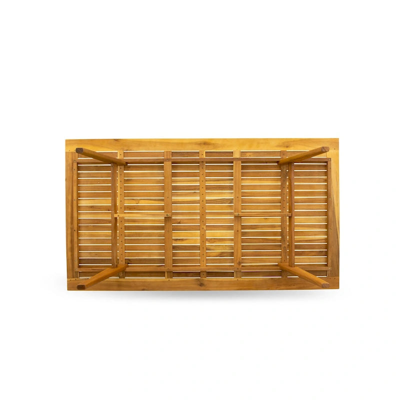 Outdoor Dining Set - Chairs with High Slatted Back and Rectangle Table with Wooden 4 legs - Natural Oil Finish (Pieces option)