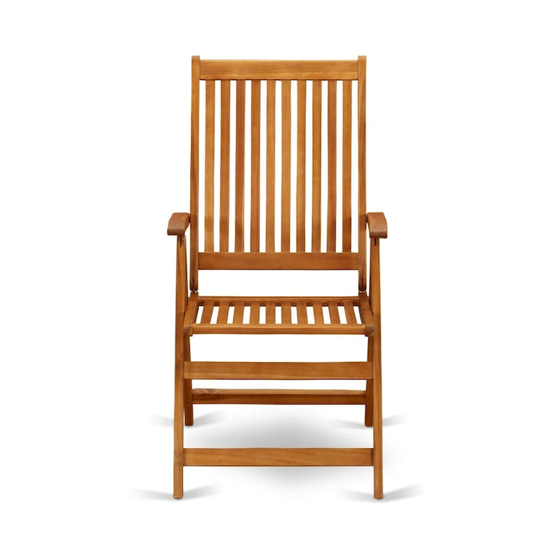 Outdoor Dining Set - Chairs with High Slatted Back and Rectangle Table with Wooden 4 legs - Natural Oil Finish (Pieces option)