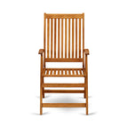Outdoor Dining Set - Chairs with High Slatted Back and Rectangle Table with Wooden 4 legs - Natural Oil Finish (Pieces option)
