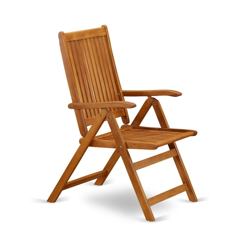 Outdoor Dining Set - Chairs with High Slatted Back and Rectangle Table with Wooden 4 legs - Natural Oil Finish (Pieces option)
