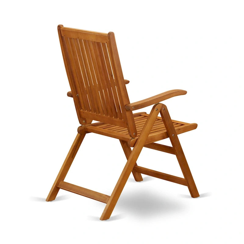 Outdoor Dining Set - Chairs with High Slatted Back and Rectangle Table with Wooden 4 legs - Natural Oil Finish (Pieces option)