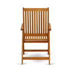 Outdoor Dining Set - Chairs with High Slatted Back and Rectangle Table with Wooden 4 legs - Natural Oil Finish (Pieces option)