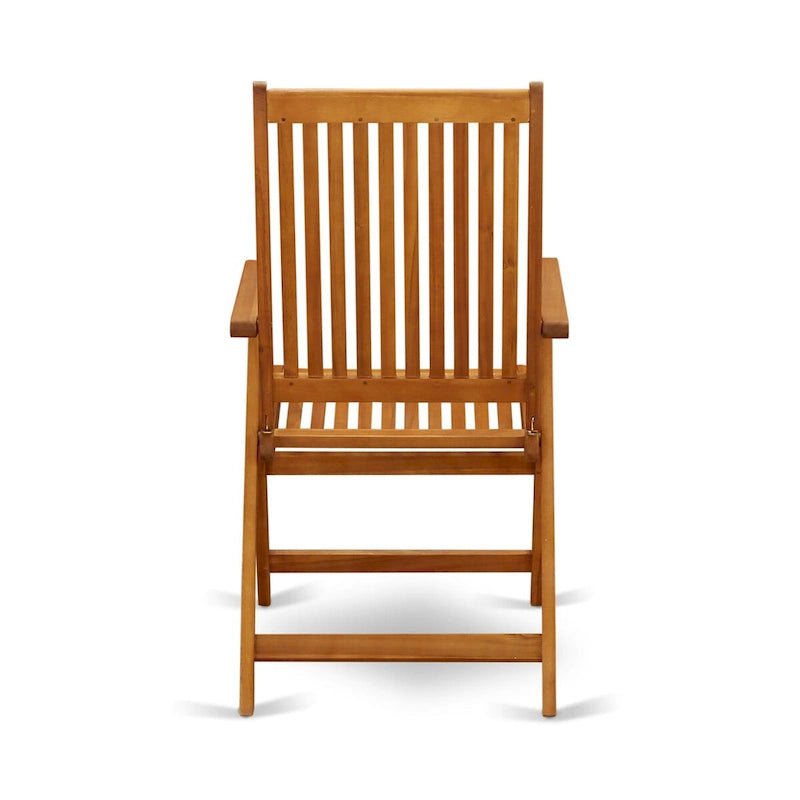 Outdoor Dining Set - Chairs with High Slatted Back and Rectangle Table with Wooden 4 legs - Natural Oil Finish (Pieces option)