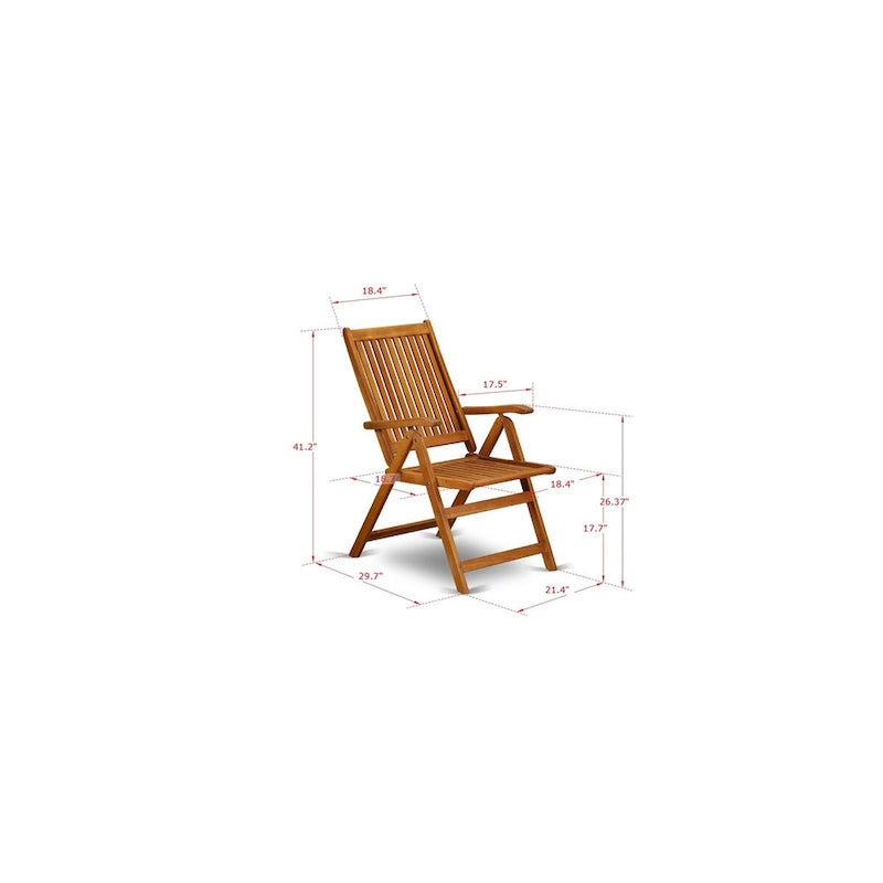 Outdoor Dining Set - Chairs with High Slatted Back and Rectangle Table with Wooden 4 legs - Natural Oil Finish (Pieces option)