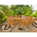 Outdoor Dining Set - Chairs with High Slatted Back and Rectangle Table with Wooden 4 legs - Natural Oil Finish (Pieces option)