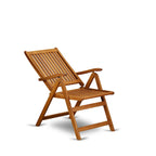 Outdoor Dining Set - Chairs with High Slatted Back and Rectangle Table with Wooden 4 legs - Natural Oil Finish (Pieces option)