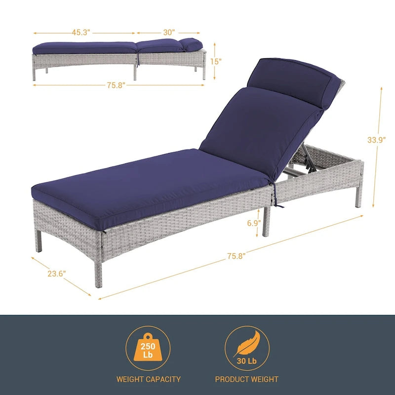 LIVOOSUN Patio Chair Rattan Single Lounge Water-Repellent Cushion