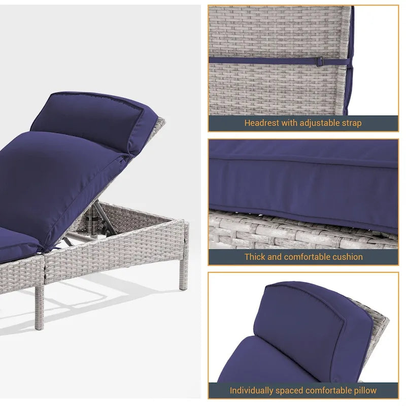 LIVOOSUN Patio Chair Rattan Single Lounge Water-Repellent Cushion